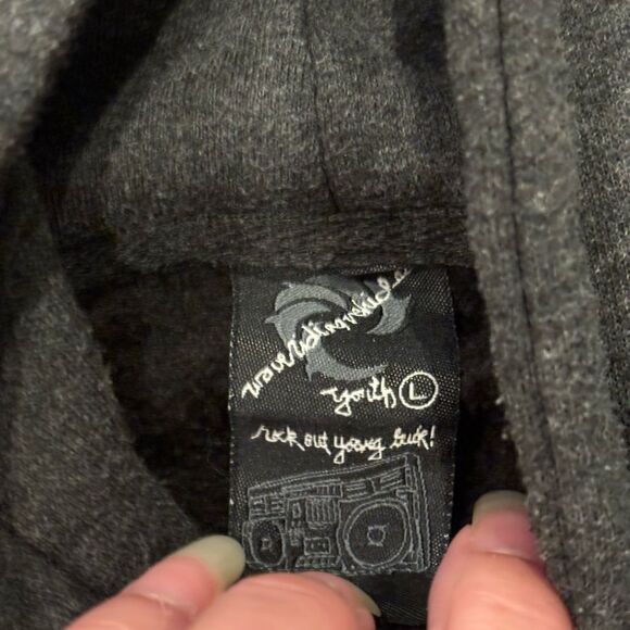 Wave Riding Vehicles Dark Gray Hoodie with Orange and Yellow Logo Youth Large - Picture 3 of 4